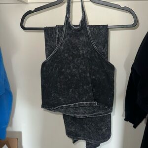 Black Washed One-Shoulder Crop Top